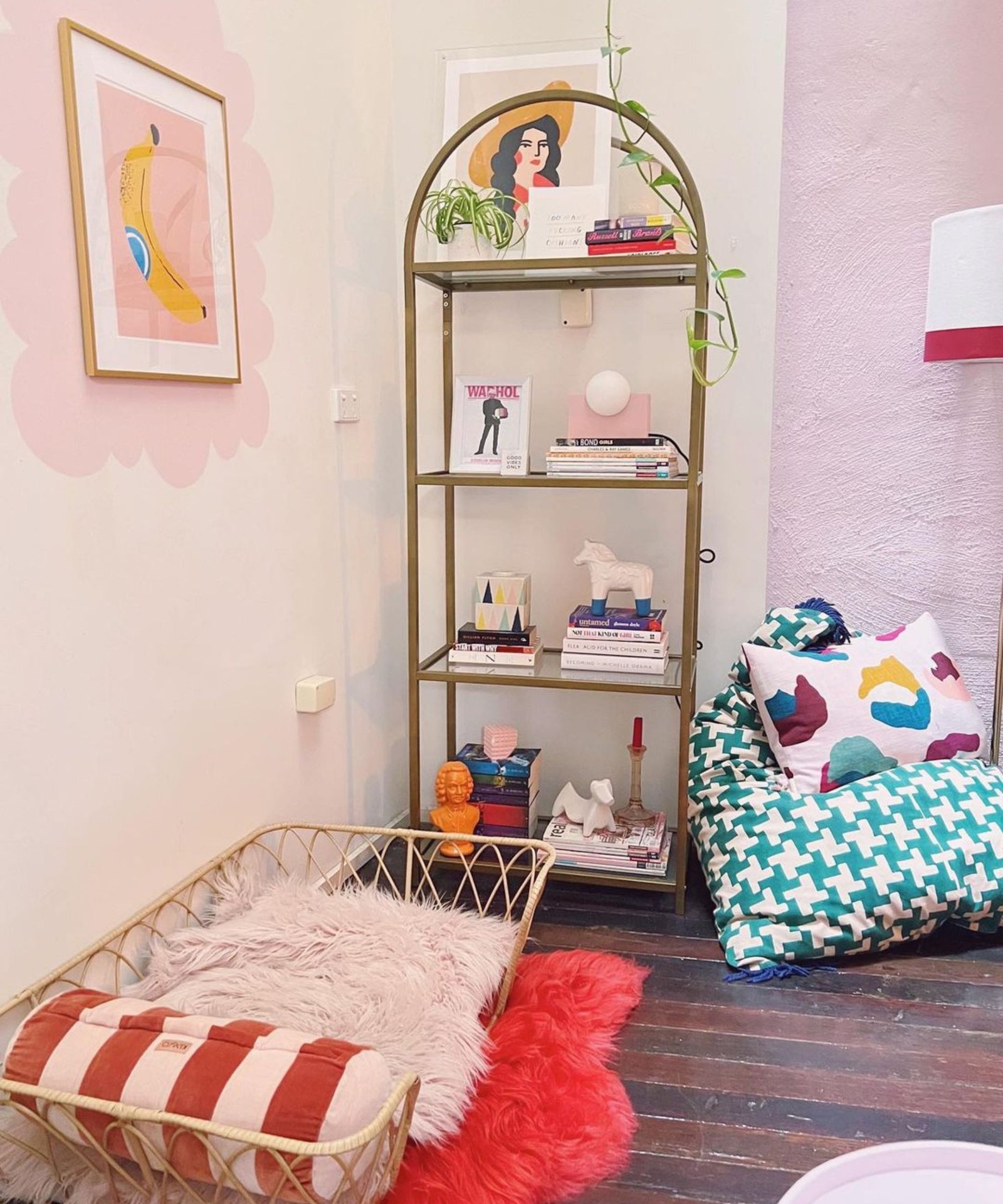 Red Barrel Studio bookcase and furniture styled in a modern living room setting